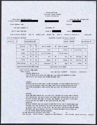 Ben Petrick scouting report, 1995 April 03