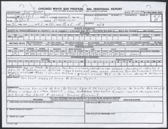 Gary Pettis scouting report, 1989 September 25