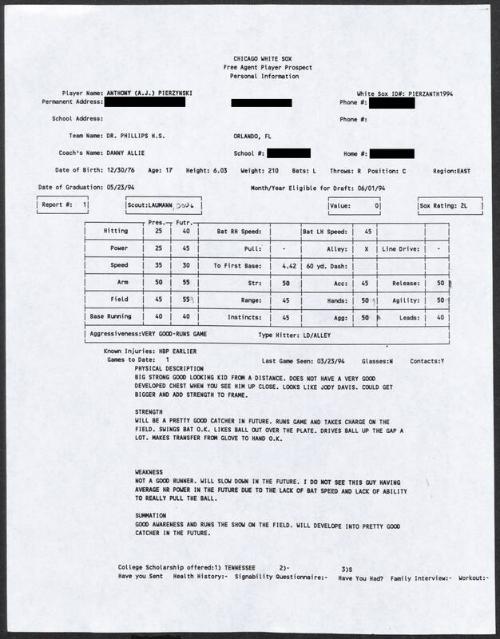 A.J. Pierzynski scouting report, 1994 March 23