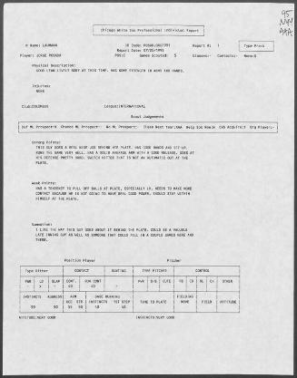 Jorge Posada scouting report, 1995 July 25