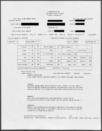 Dante Powell scouting report, 1994 April 02