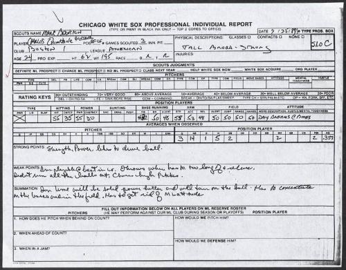 Carlos Quintana scouting report, 1989 September 25