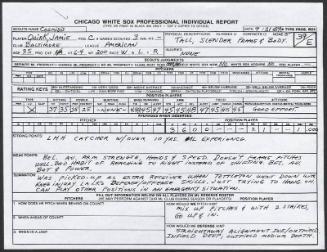 Jamie Quirk scouting report, 1989 September 21