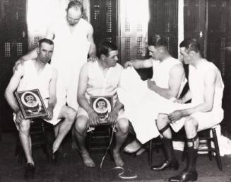 Babe Ruth, Lou Gehrig and Others in the Locker Room photograph, undated