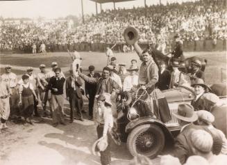 Babe Ruth and Lou Gehrig in Rodeo Costumes for Exhibition Game photograph, 1928 October 12