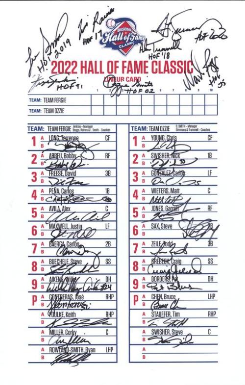 Hall of Fame Classic game lineup card, 2022 May 28