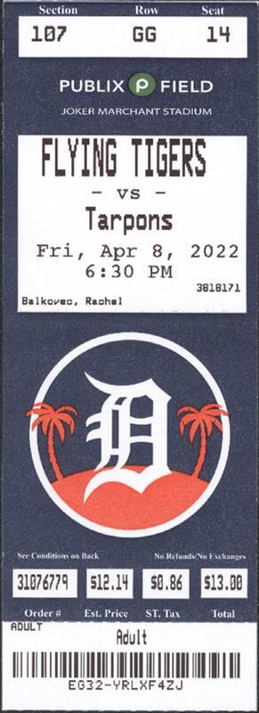 Lakeland Flying Tigers versus Tampa Tarpons, 2022 April 08