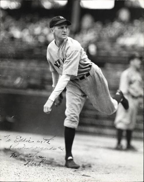 Herb Pennock Pitching photograph, between 1923 and 1933