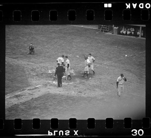 Brooklyn Dodgers versus New York Yankees negative, probably 1940