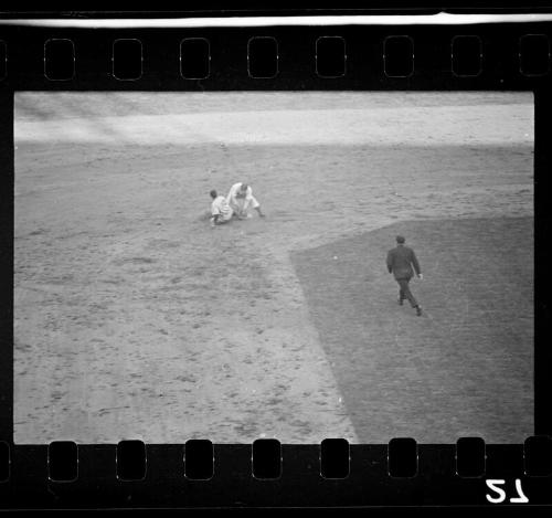 Brooklyn Dodgers versus New York Yankees negative, probably 1940