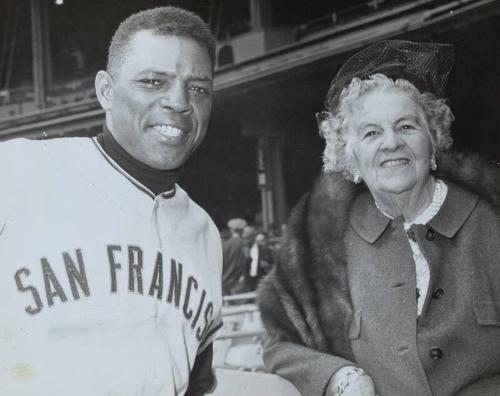 Blanche McGraw and Willie Mays photograph, between 1958 and 1962