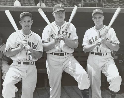 Mel Ott and Clint Hartung photograph, 1947 March 13