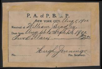 Bill Bradley dues receipt, 1900 August 08