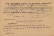 Telegrams from Wilbur Roach to Mrs. Roach and Dr. Twogood, 1912 August 29-31