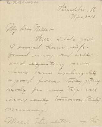 Letter from Roxey Roach to Nelle Stewart, 1910 March 03