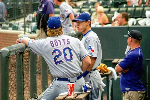 Ian Kinsler and Jason Botts Dugout photograph, 2006 June 24