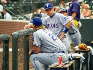 Ian Kinsler and Jason Botts Dugout photograph, 2006 June 24