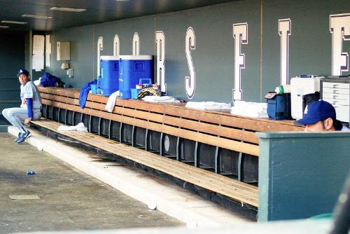 Greg Maddux and Nomar Garciaparra Dugout photograph, 2006 September 26