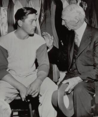 Connie Mack and Carl Scheib photograph, 1950 April 18