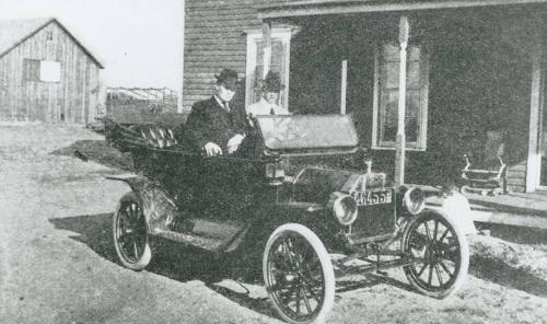 Grover Cleveland Alexander and Unidentified in Car reprint, probably 1916