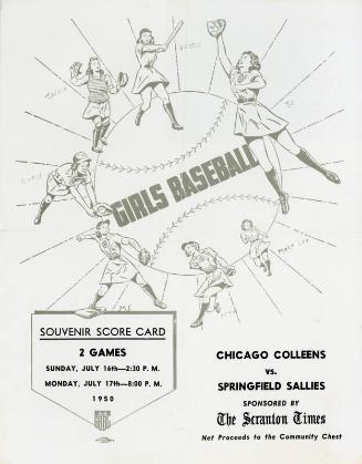 Chicago Colleens vs Springfield Sallies Scorecard Cover photograph, 1950