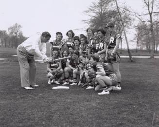 Babe Ruth Teaching The Roverettes and Americanettes photograph, 1939