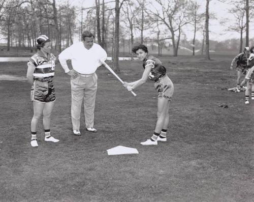 Babe Ruth with Players from The Americanettes and Roverettes photograph, 1939