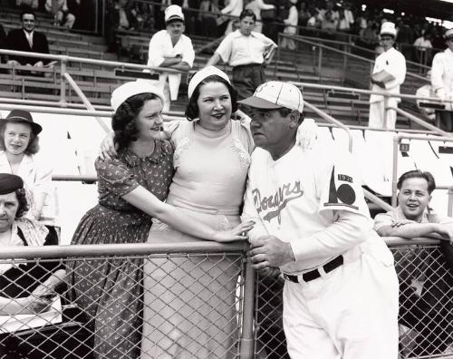 Babe, Claire, and Dorothy Ruth at Dodgers Game photograph, 1938 June 20