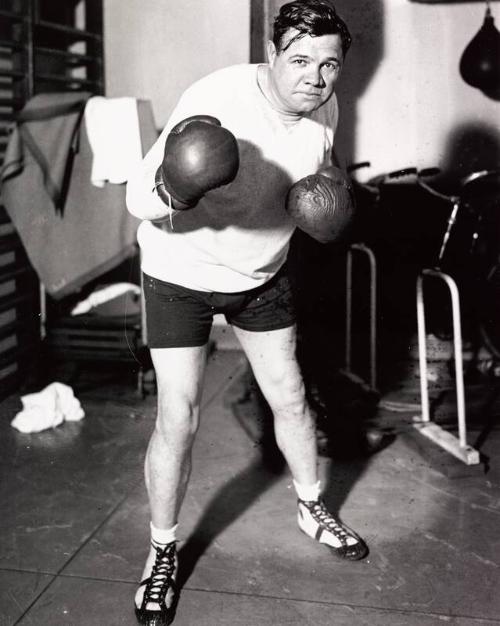 Babe Ruth Boxing Stance photograph, 1933 January 20