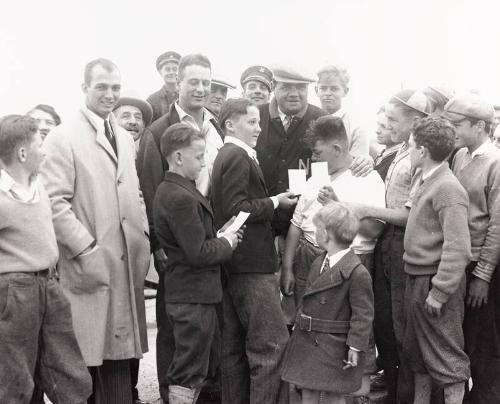 Babe Ruth and Lou Gehrig with Fans photograph, 1932