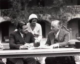 Babe Ruth, Jacob Ruppert, and Claire Ruth photograph, 1932