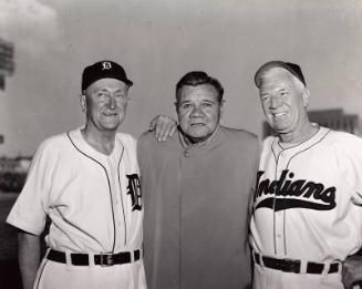 Babe Ruth, Ty Cobb, Tris Speaker at Old Timer's Game photograph, 1947 September 28