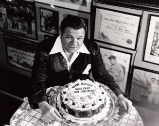 Babe Ruth with Birthday Cake photograph, 1941 February