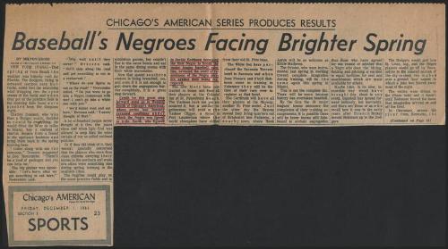 Baseball's Negroes Facing Brighter Spring article, 1961 December 01