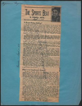 The Sports Beat newspaper column, 1945 September 01