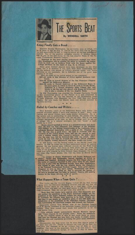 The Sports Beat newspaper column, 1946 August 03