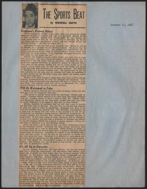 The Sports Beat newspaper column, 1947 January 18