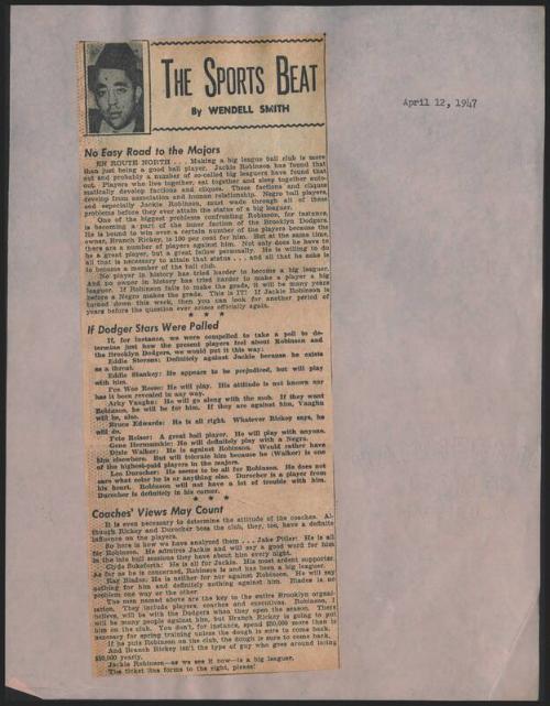 The Sports Beat newspaper column, 1947 April 12