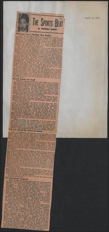 Sports Beat newspaper column, 1947 August 02