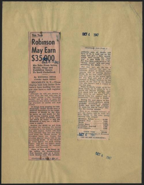 The Sports Beat newspaper column, 1947 October 04