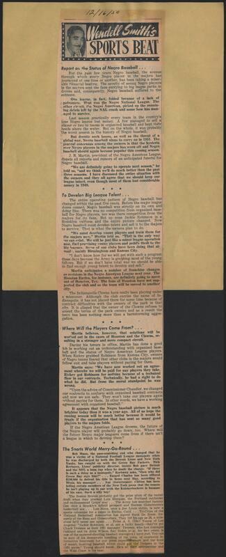 Sports Beat newspaper column, 1950 December 16