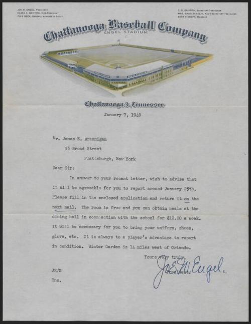 Letter from Joe Engel to James Brannigan, 1948 January 07