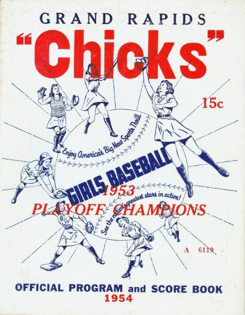 Grand Rapids Chicks program and score book, 1954