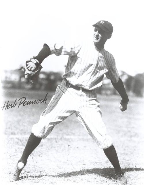 Herb Pennock Pitching photograph, between 1923 and 1933