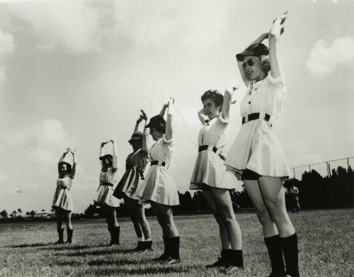 Grand Rapids Chicks Stretching at Spring Training in Cuba photograph, 1947