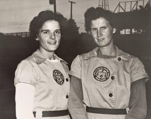 Connie Wisniewski and a Grand Rapids Player photograph, between 1945 and 1952