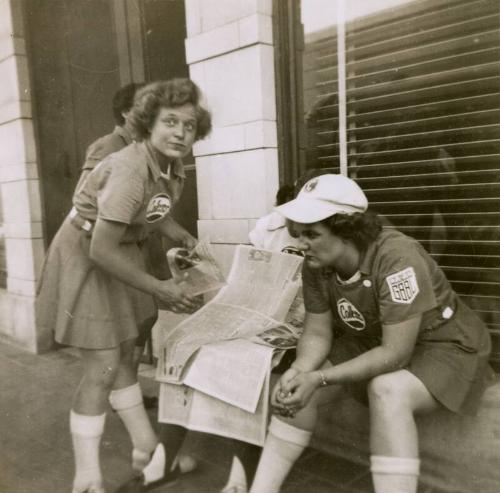 Barbara Berger Brown and Patricia "Pat" Barringer on Tour photograph, 1949