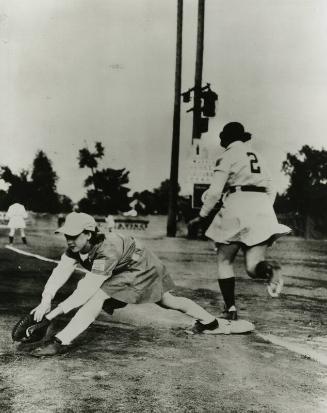 Unidentified Players at First Base photograph, undated