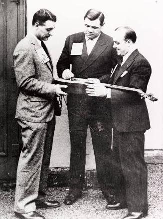 Babe Ruth, Lou Gehrig, and Andy Sannella photograph, 1928