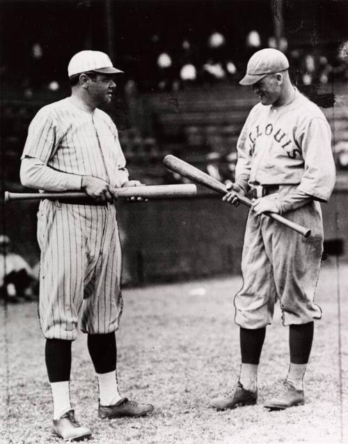 Babe Ruth and a St. Louis Browns player photograph, 1921